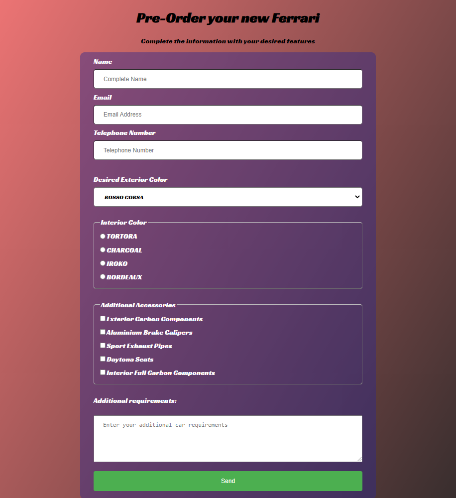 form page website